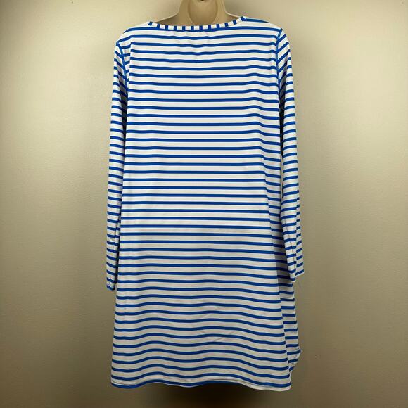 Cabana Life Zipper Swim Dress Cover Up Stripes UPF 50+ Blue White Women's Large - Picture 5 of 13